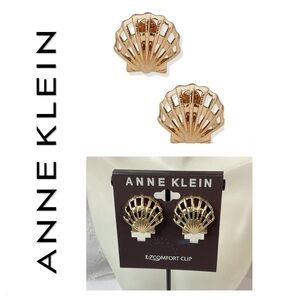 🐘🐘💓 Anne Klein Gold Shell Clip Earrings